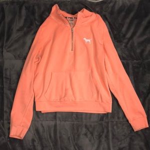 Victora secret PINK orange half zip sweatshirt
